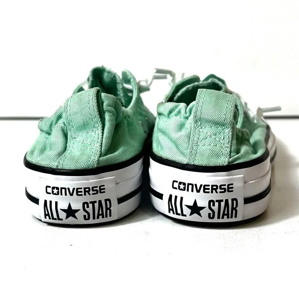 Converse Chuck Taylor All Star Low Top Green Canvas Shoe Women Sz 5 Stretch Back
